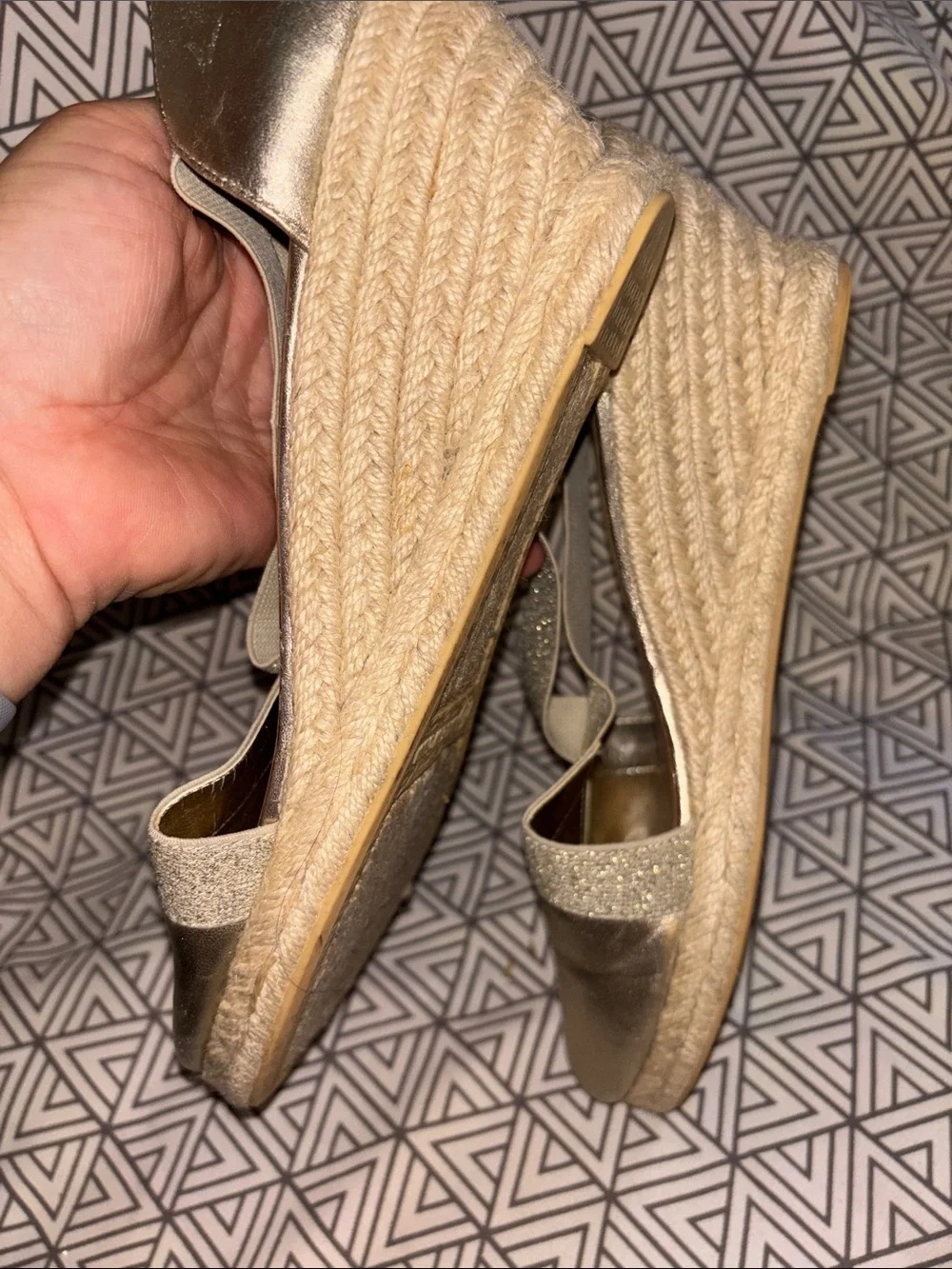 Talbots Metallic Gold Espadrille Wedge Sandals